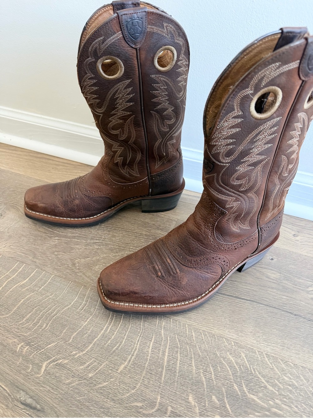 Ariat Heritage Rougstock Western Brown Leather Cowboy Boots with Square Toe 8D - Picture 4 of 11